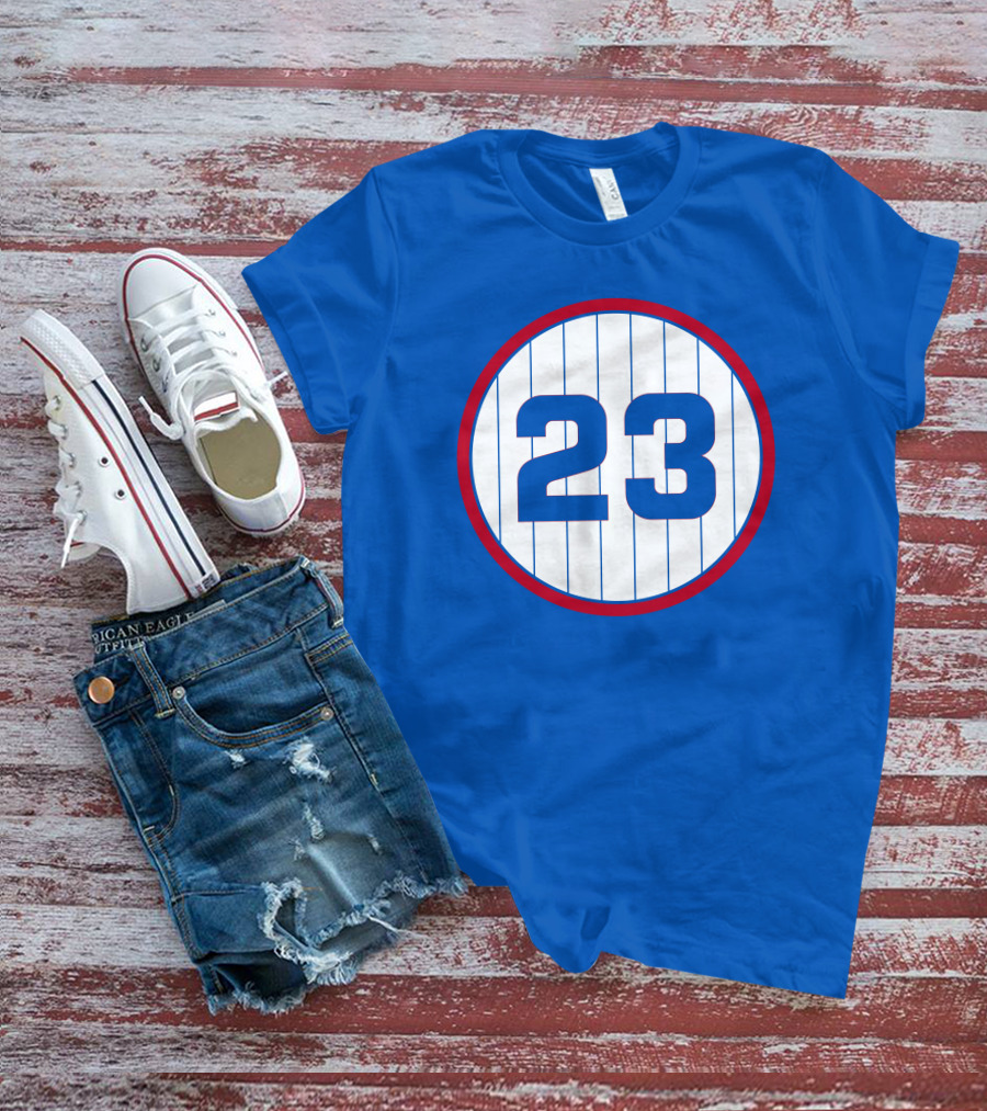 Harry Caray 23 Baseball Number Circle Blue Pinstripe T-Shirt