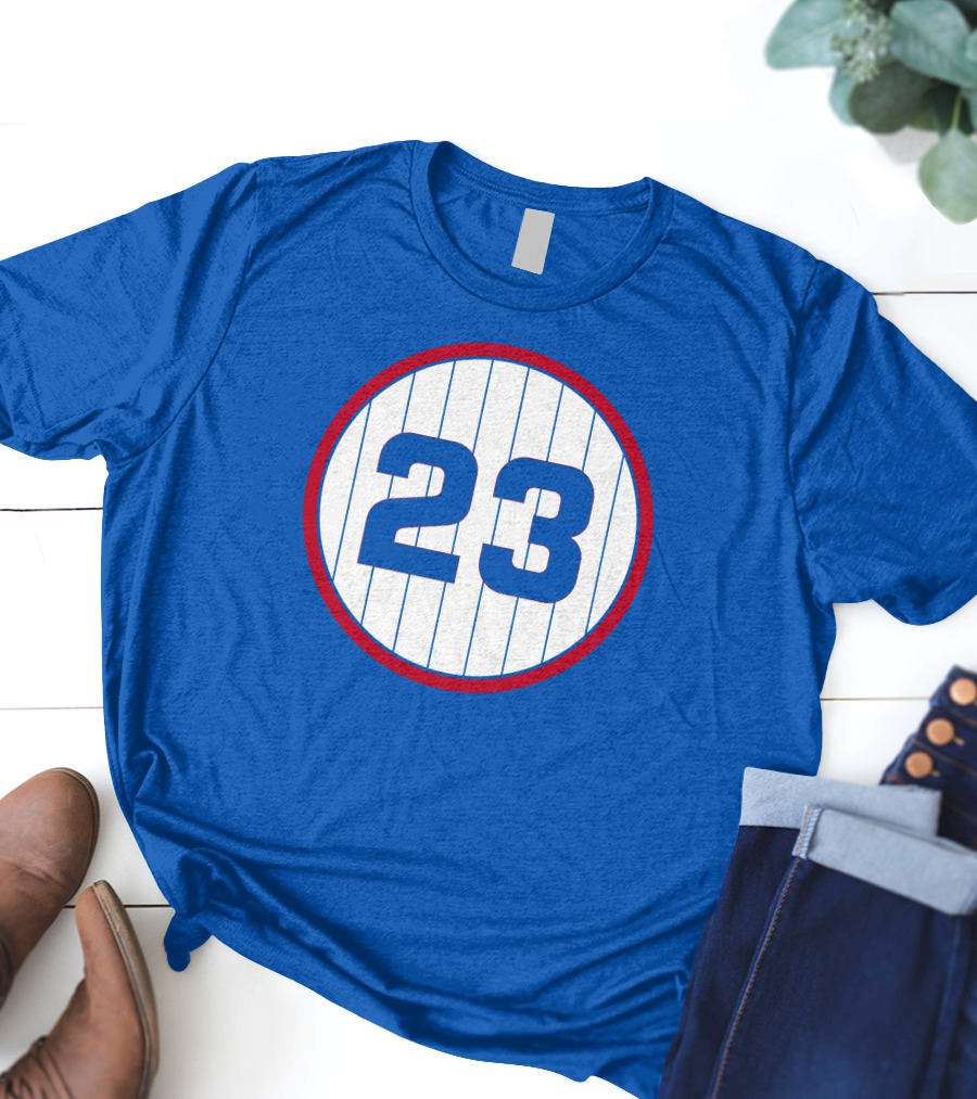 Harry Caray 23 Baseball Number Circle Blue Pinstripe T-Shirt