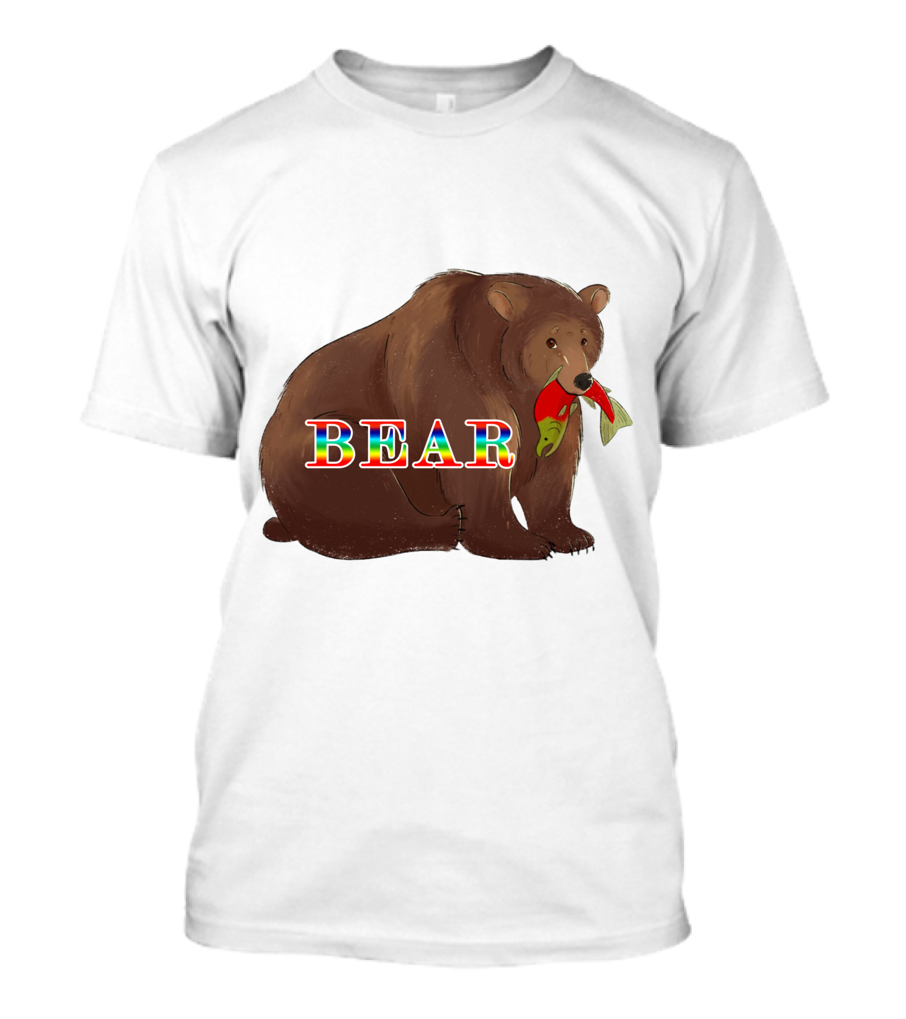Bear Rainbow Text With Salmon T-Shirt