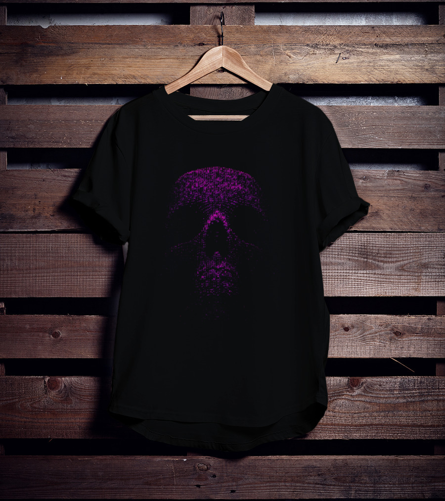 Skull Message Digital Matrix Purple Skull T-Shirt
