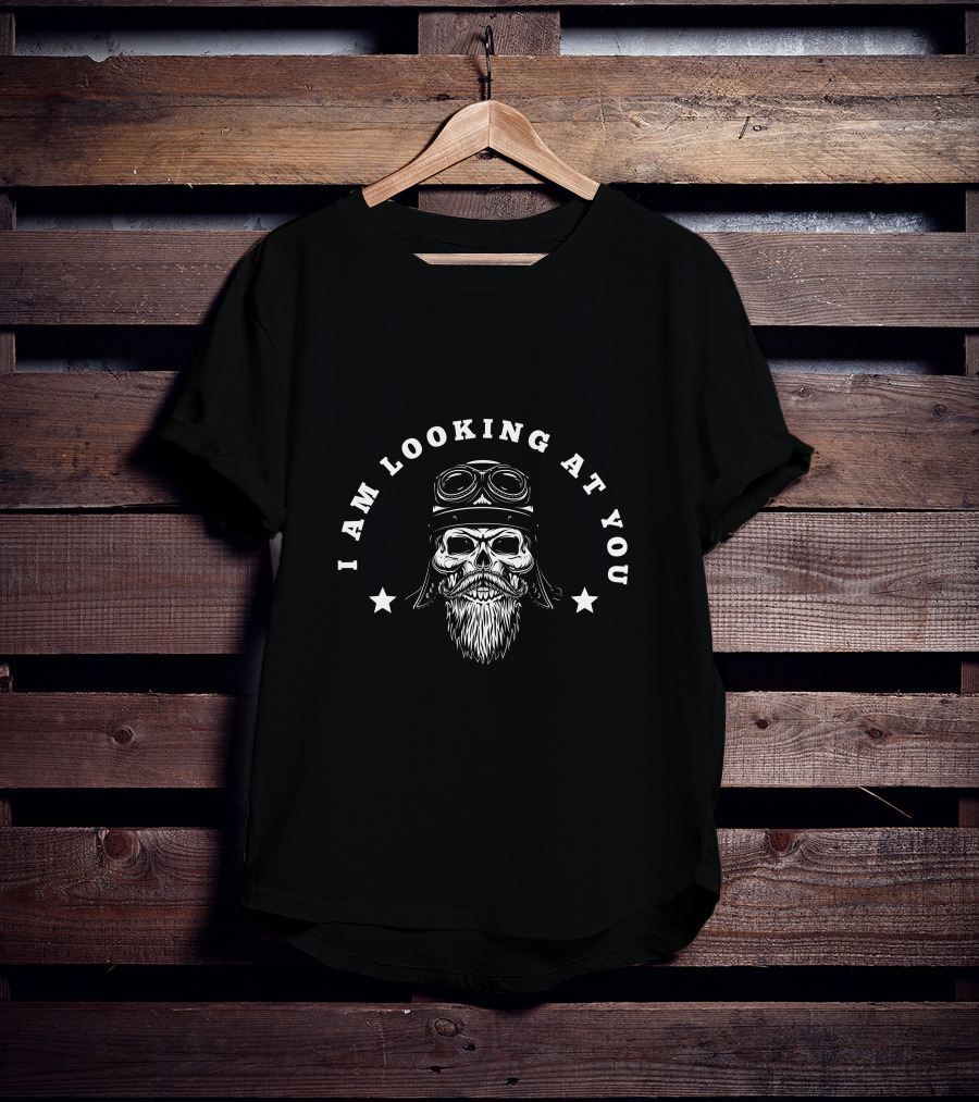 I Am Looking At You Skull With Aviator Goggles And Beard T-Shirt
