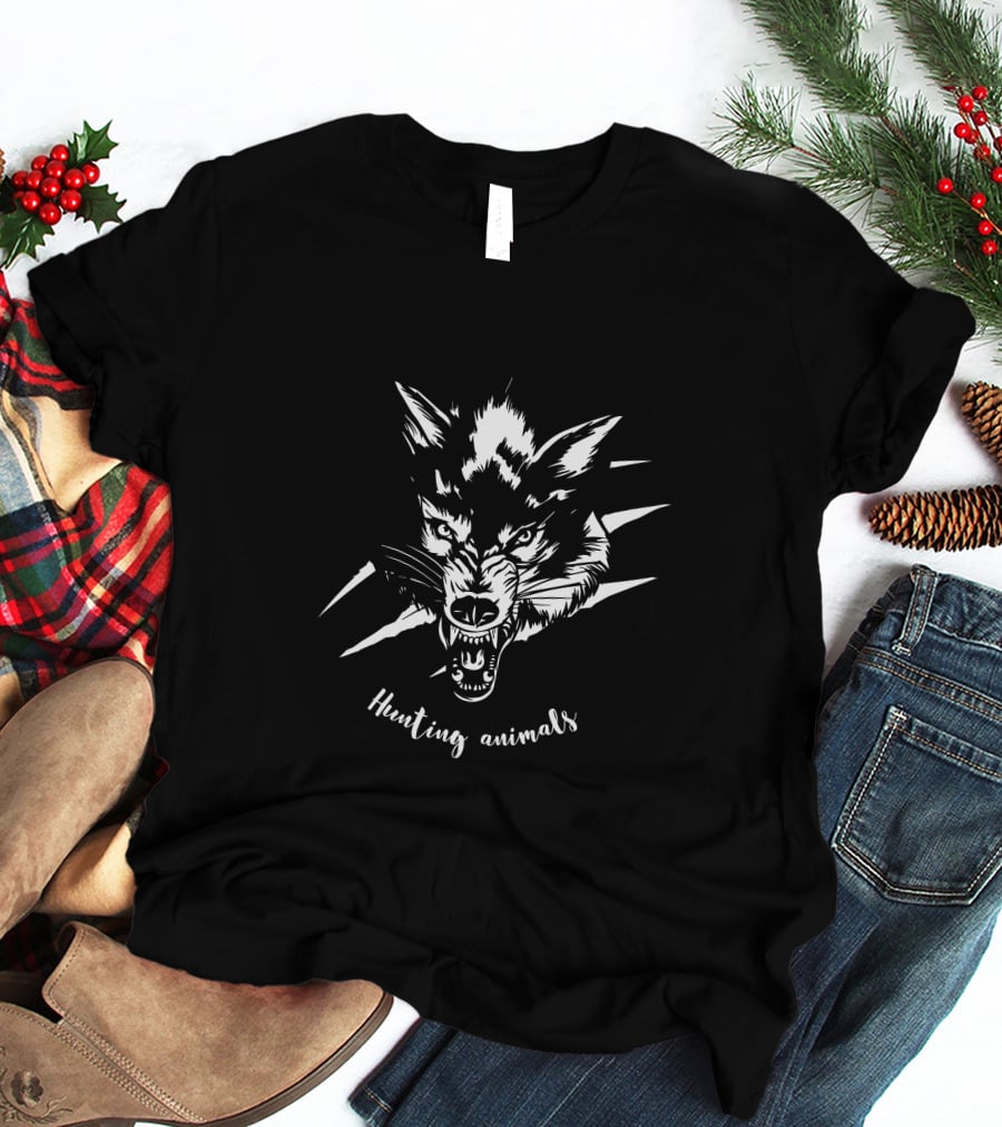 Hunting Animals Fierce Wolf Head With Claw Marks T-Shirt