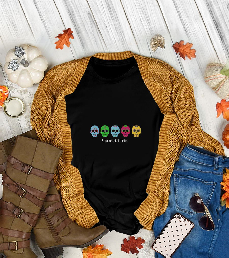 Strange Skull Tribe Colorful Skulls T-Shirt