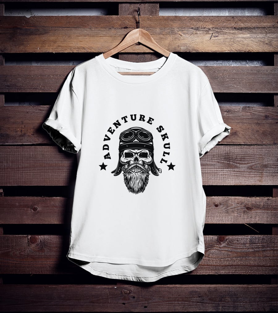 Adventure Skull Black Pilot T-Shirt