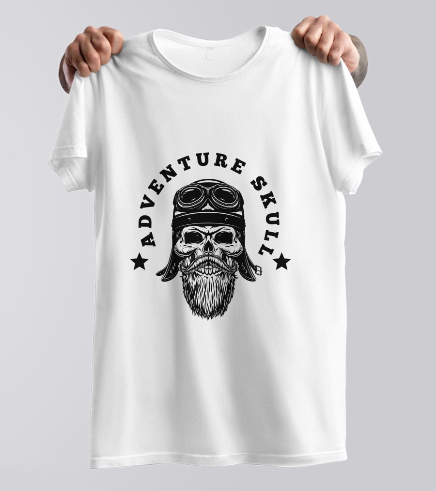 Adventure Skull Black Pilot T-Shirt