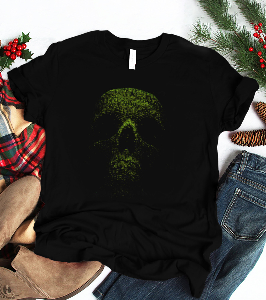 Hacker Skull Digital Code Matrix T-Shirt