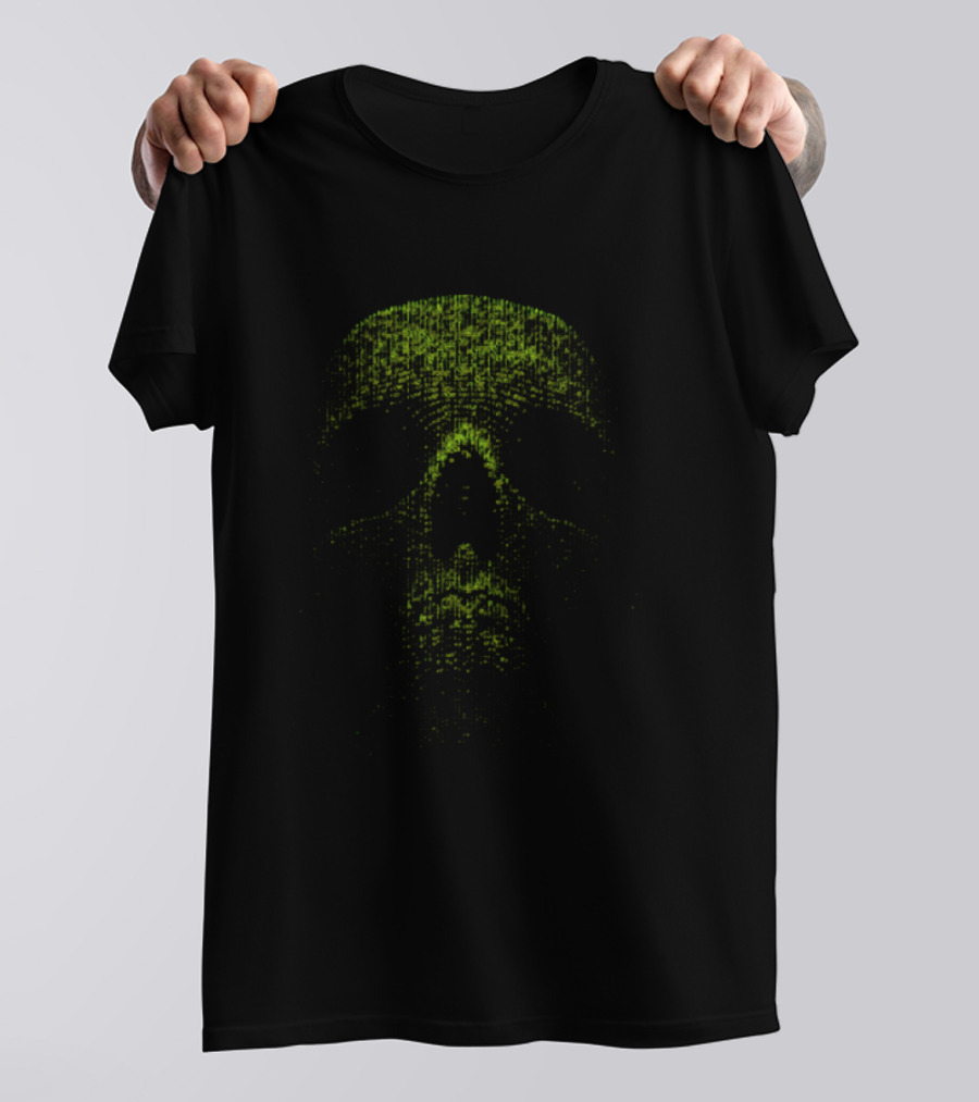 Hacker Skull Digital Code Matrix T-Shirt