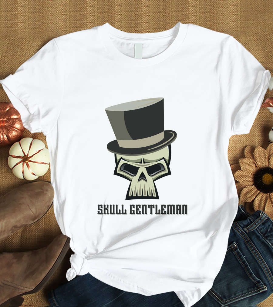 Skull Gentleman Noble Top Hat T-Shirt