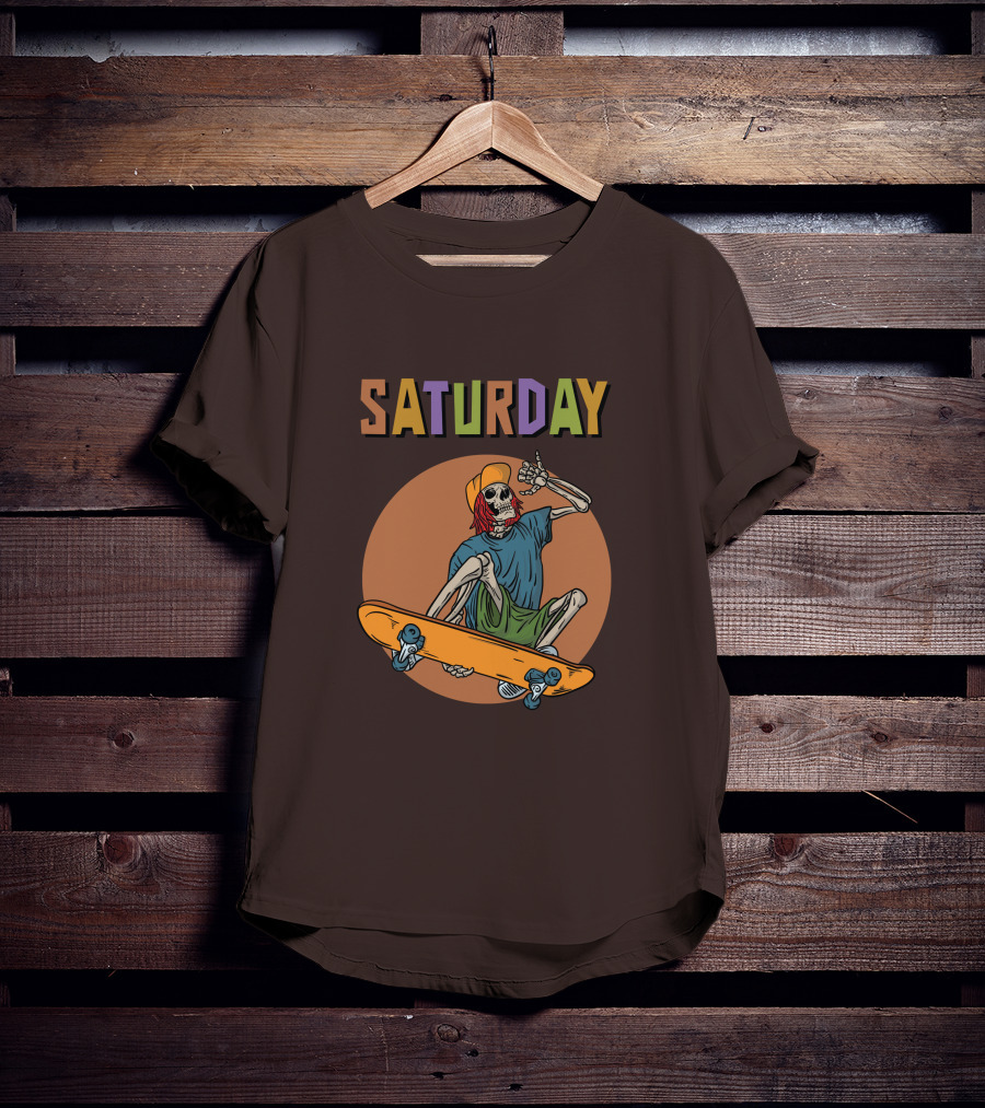 SATURDAY Skeleton Skateboarder Vibe T-Shirt