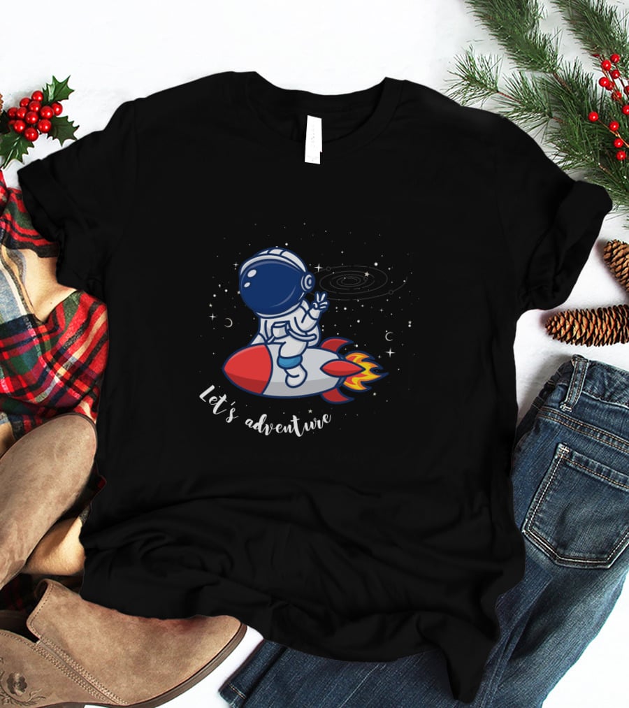 Cute Astronaut Let's Adventure Rocket Galaxy T-Shirt
