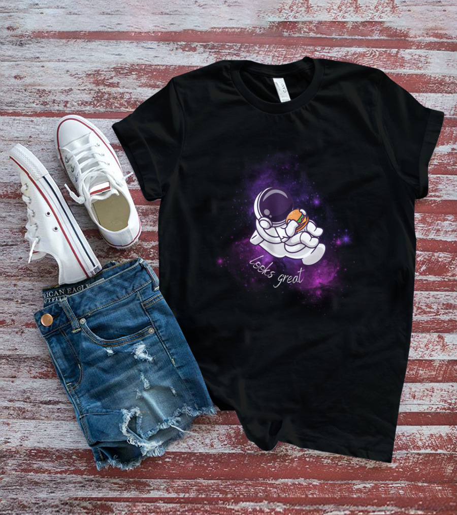 Astronaut Looks Great With Burger In Space T-Shirt