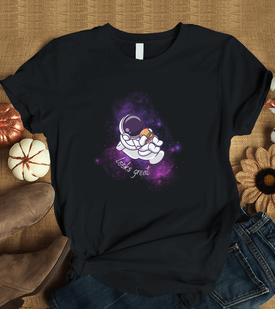 Astronaut Looks Great With Burger In Space T-Shirt