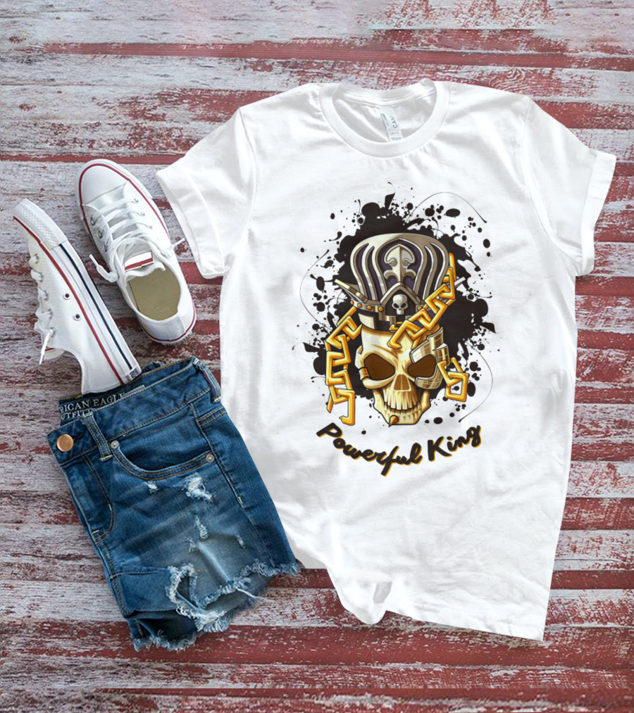 Powerful King Skull With Crown And Chains T-Shirt