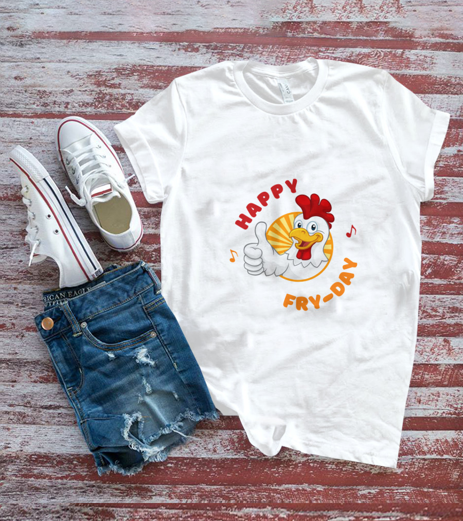 HAPPY FRY-DAY Chicken Thumbs Up With Musical Notes T-Shirt