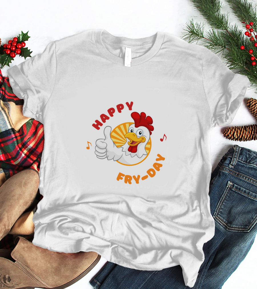 HAPPY FRY-DAY Chicken Thumbs Up With Musical Notes T-Shirt