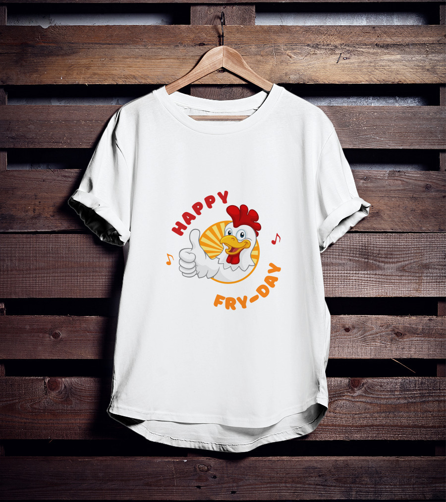 HAPPY FRY-DAY Chicken Thumbs Up With Musical Notes T-Shirt