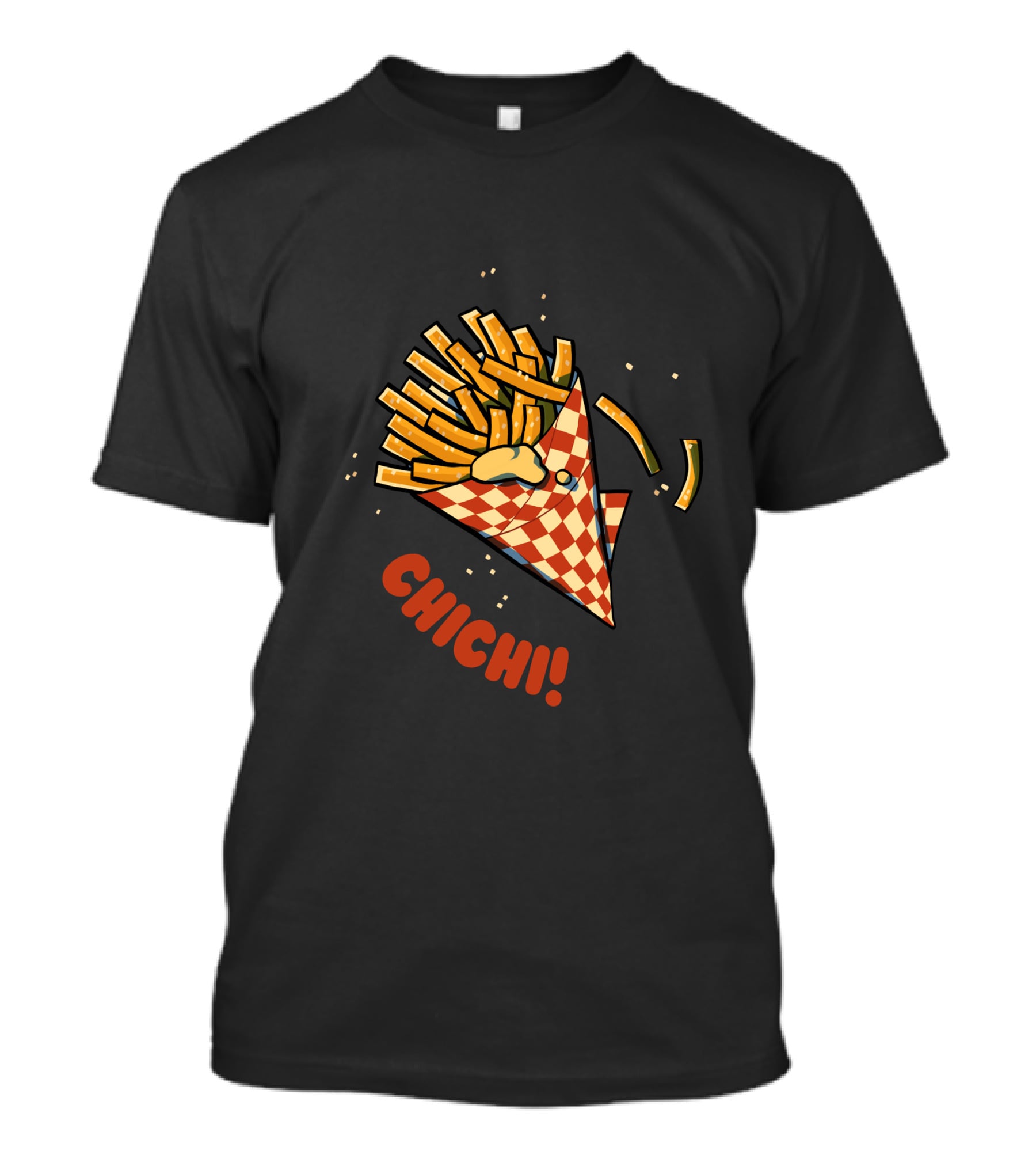 CHI CHI French Fries Cone Explosion Checkered Wrapper T-Shirt