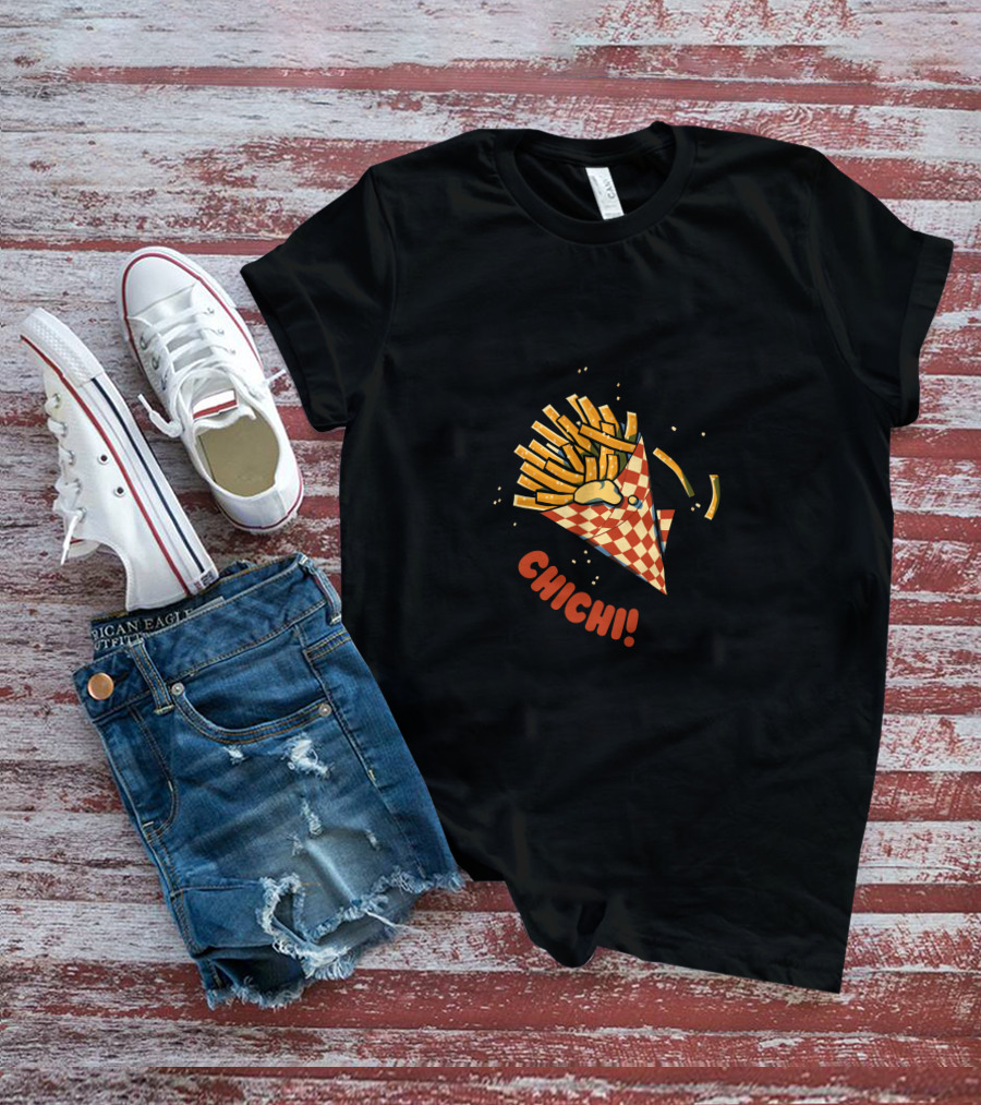 CHI CHI French Fries Cone Explosion Checkered Wrapper T-Shirt