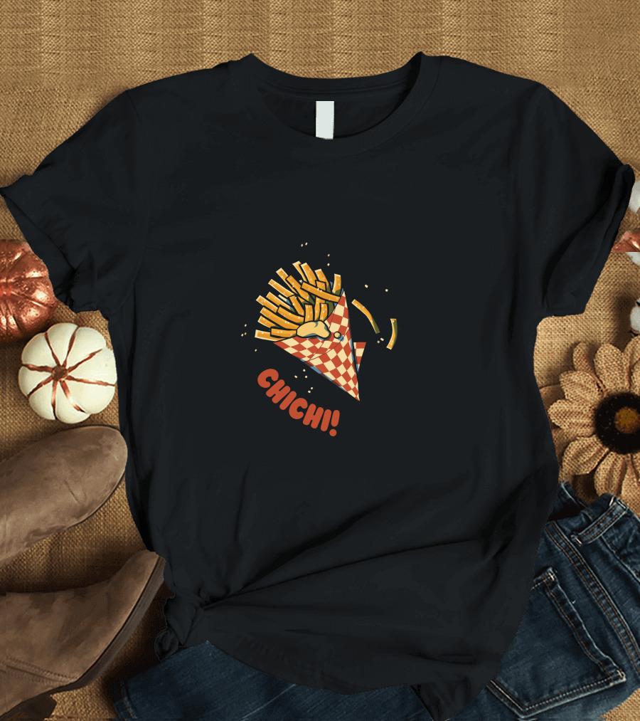 CHI CHI French Fries Cone Explosion Checkered Wrapper T-Shirt