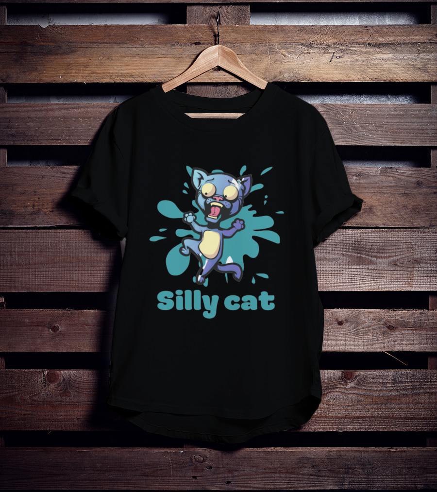 Playful Silly Cat With Cartoon Splash Effect T-Shirt