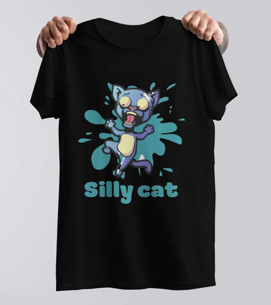 Playful Silly Cat With Cartoon Splash Effect T-Shirt