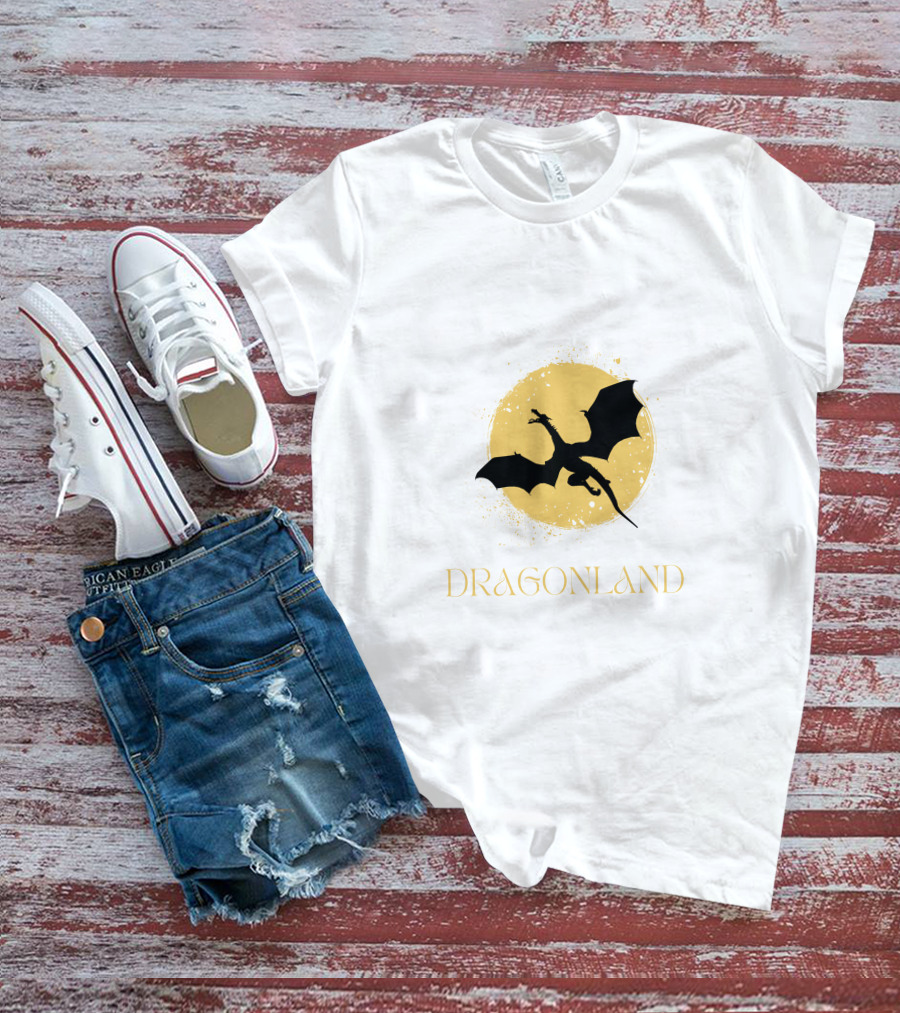 Dragonland Silhouette Against Moon T-Shirt