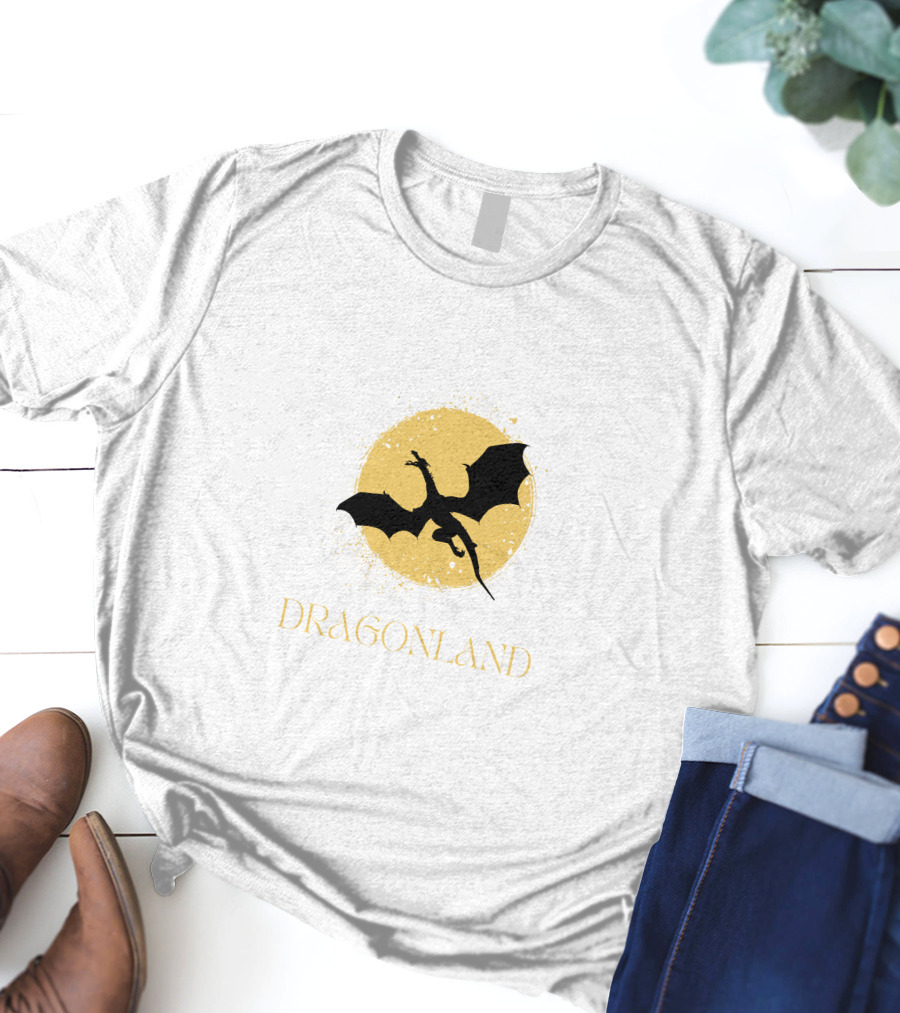 Dragonland Silhouette Against Moon T-Shirt