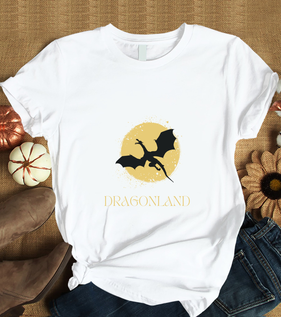 Dragonland Silhouette Against Moon T-Shirt