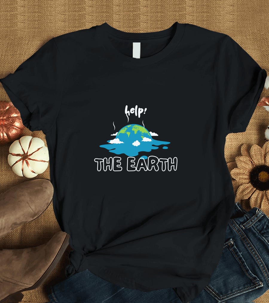 Help The Earth Melting Globe Clouds T-Shirt
