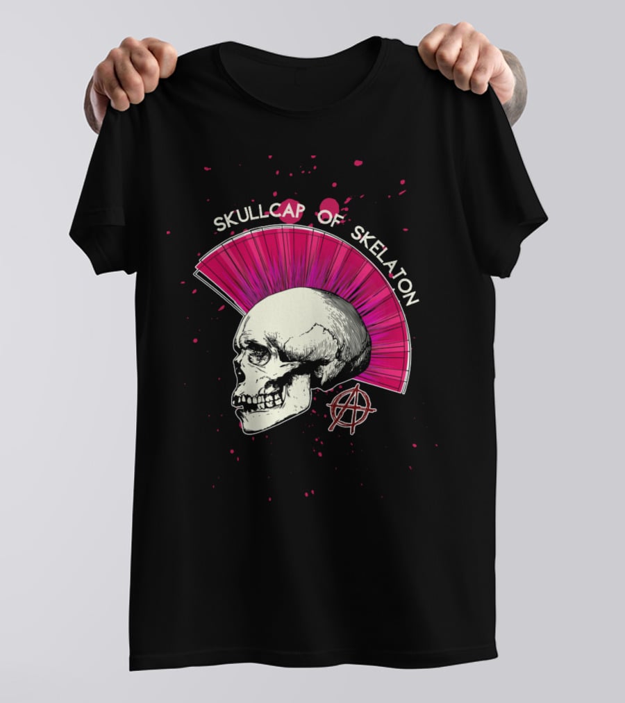 Skullcap Of Skeleton Punk Anarchy Mohawk T-Shirt