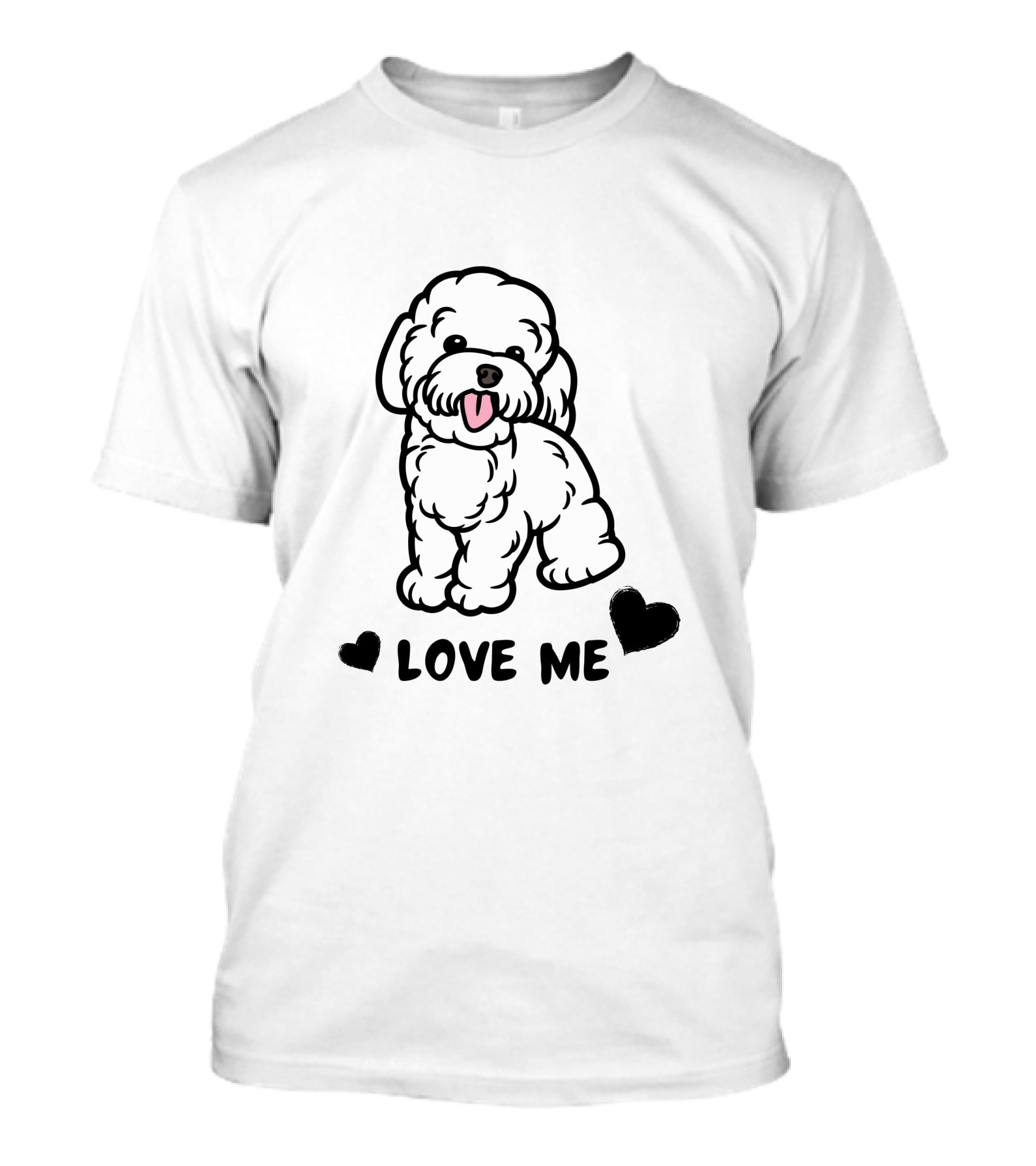 LOVE ME Cute Fluffy Dog With Hearts T-Shirt