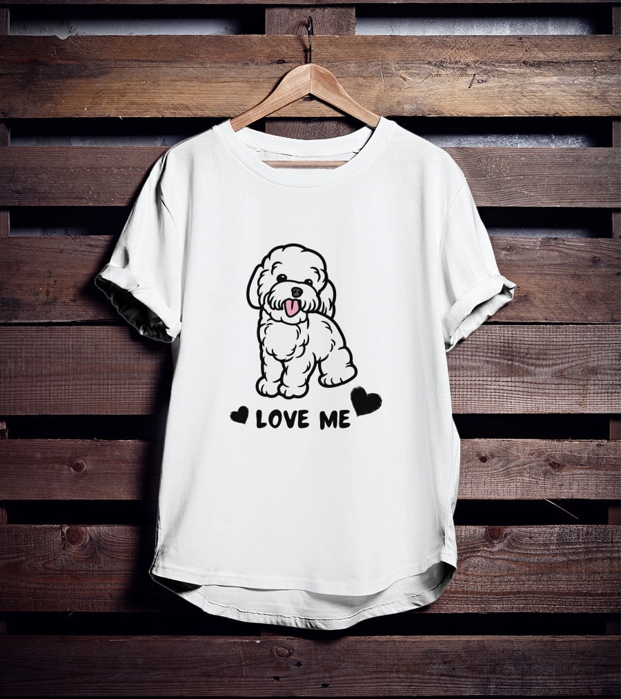 LOVE ME Cute Fluffy Dog With Hearts T-Shirt