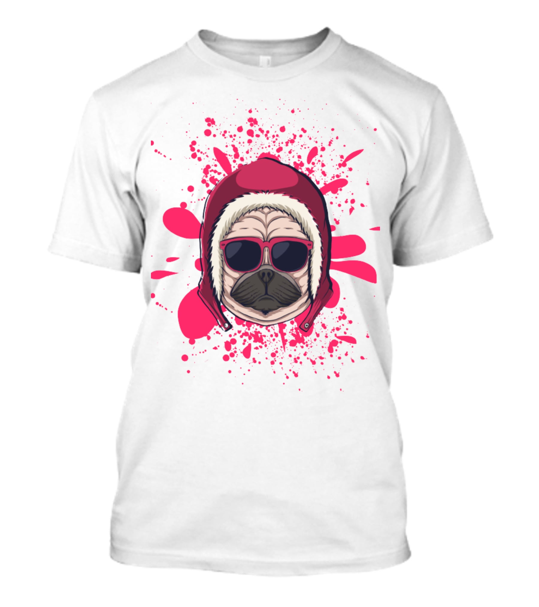 Pink Dog In Hood With Sunglasses T-Shirt
