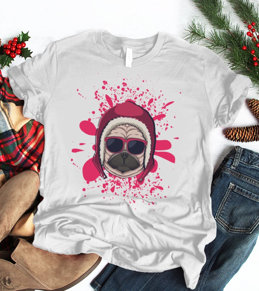 Pink Dog In Hood With Sunglasses T-Shirt