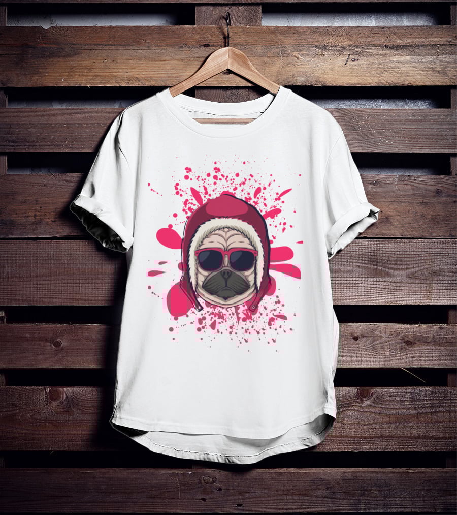 Pink Dog In Hood With Sunglasses T-Shirt