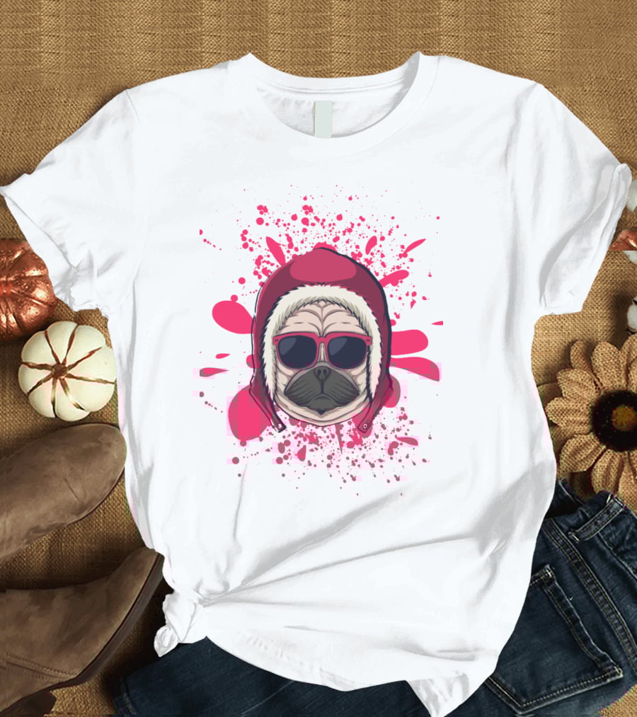 Pink Dog In Hood With Sunglasses T-Shirt