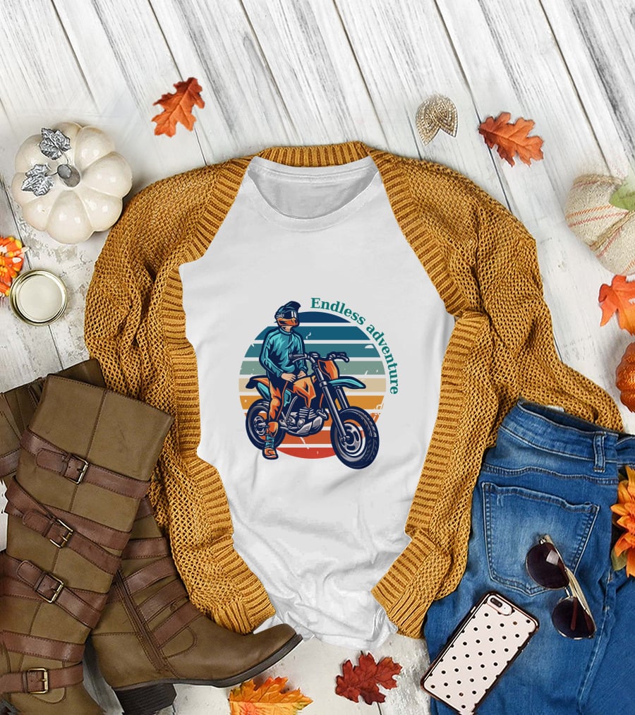 Endless Adventure Retro Motorcycle Rider T-Shirt