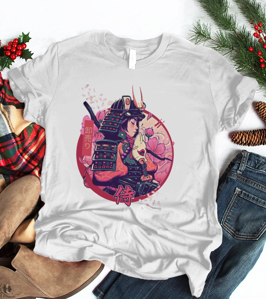 Samurai Girl Cherry Blossom Warrior Japan Kanji T-Shirt