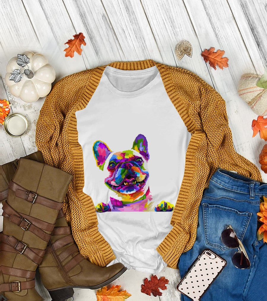 Colorful Dog Pop Art French Bulldog T-Shirt
