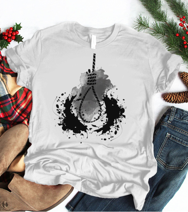 Rope Black And White Abstract Ink Splatter T-Shirt