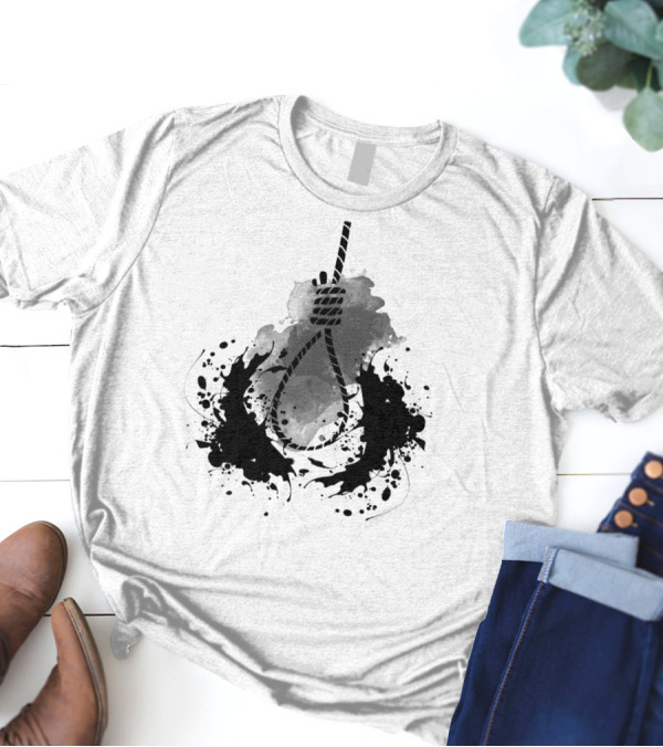 Rope Black And White Abstract Ink Splatter T-Shirt
