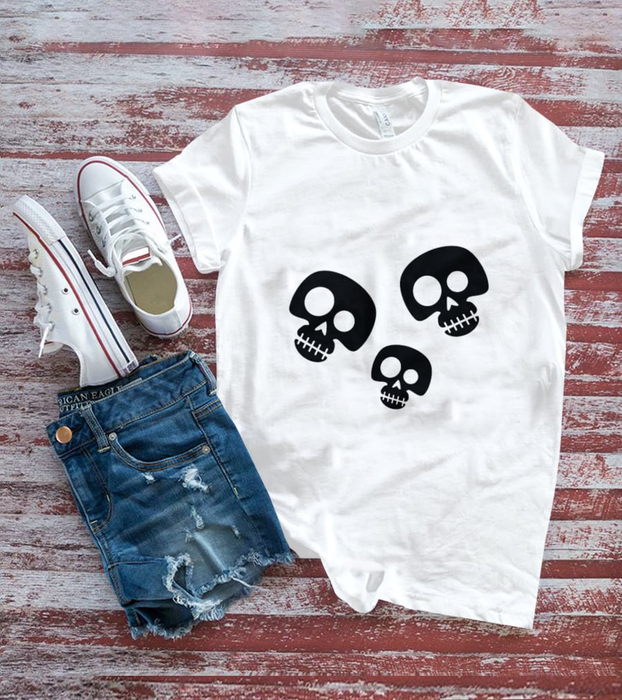 Skull Cute Trio Playful Black And White Skulls T-Shirt