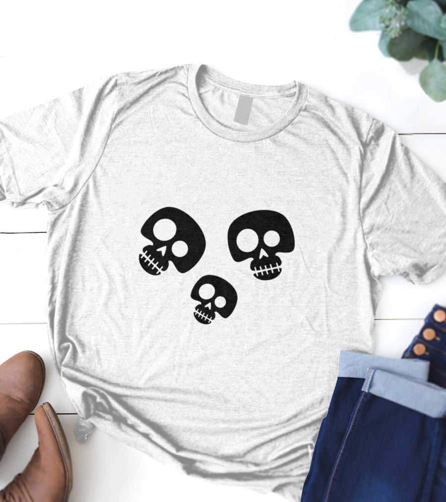Skull Cute Trio Playful Black And White Skulls T-Shirt