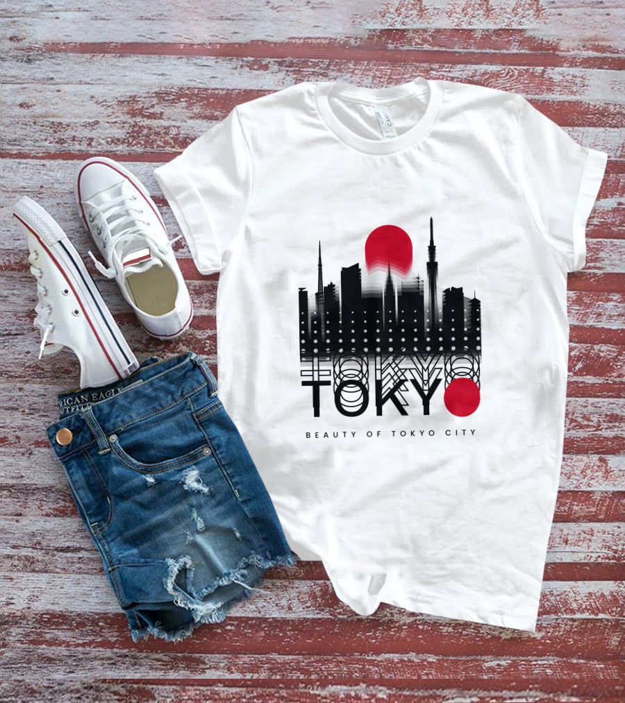 Tokyo Beauty Of Tokyo City Skyline Red Sun T-Shirt