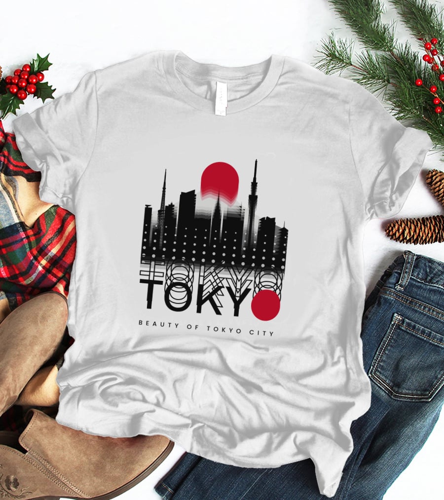 Tokyo Beauty Of Tokyo City Skyline Red Sun T-Shirt