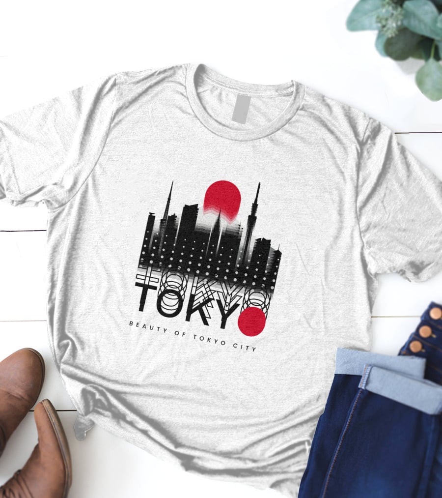 Tokyo Beauty Of Tokyo City Skyline Red Sun T-Shirt
