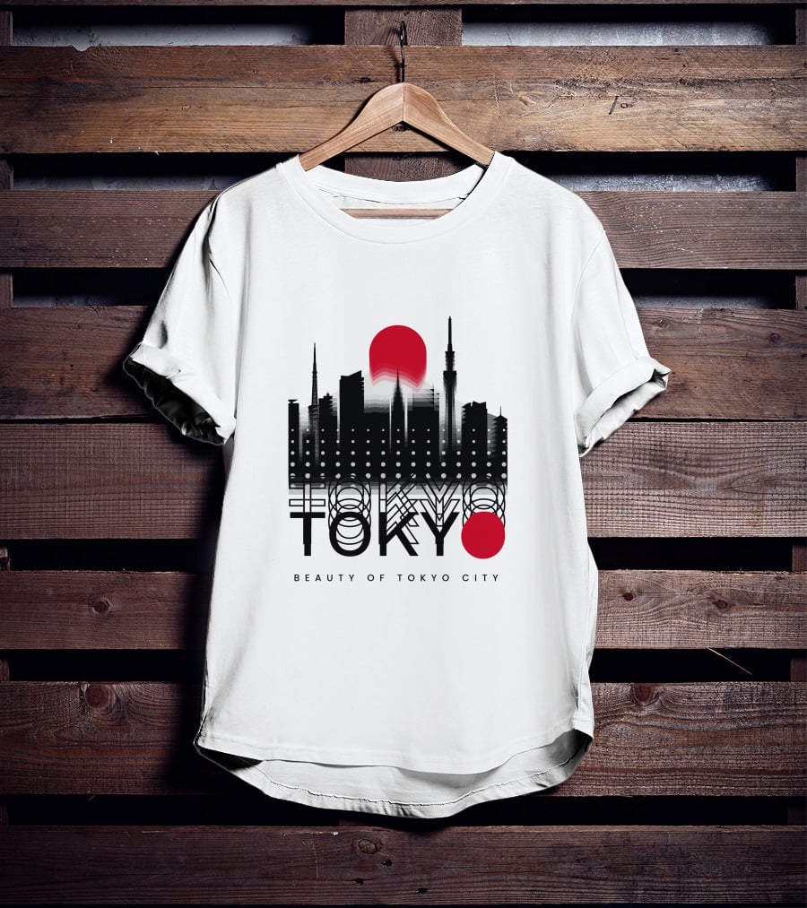 Tokyo Beauty Of Tokyo City Skyline Red Sun T-Shirt