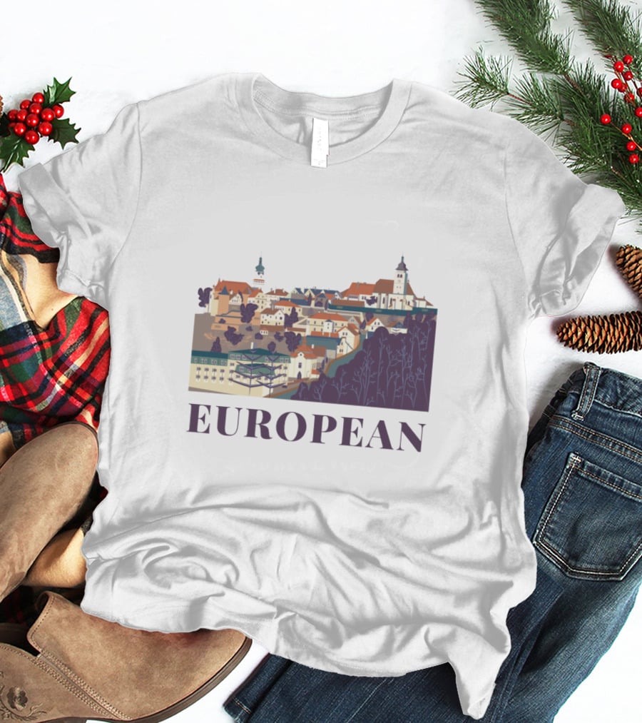 European Scenic Village Architecture Panorama T-Shirt