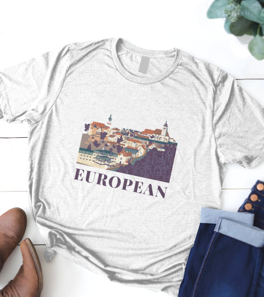 European Scenic Village Architecture Panorama T-Shirt