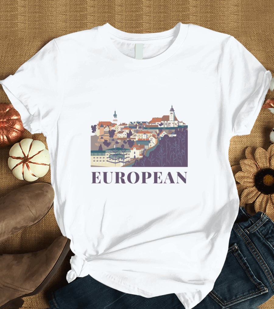 European Scenic Village Architecture Panorama T-Shirt